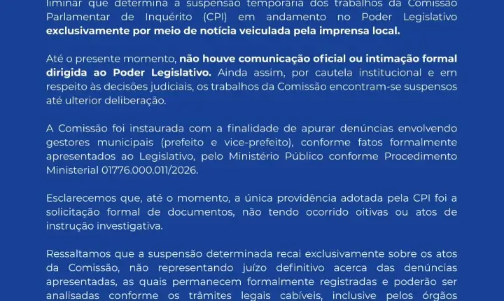 CPI | Nota Oficial - Câmara de Vereadores de Guaporé/RS